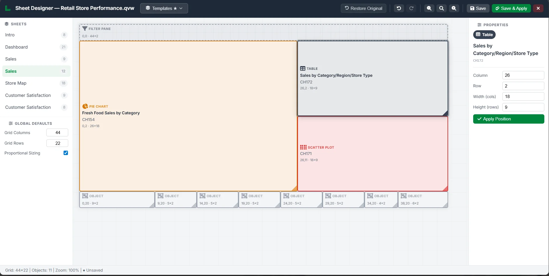 Auto-optimized layout in Sheet Designer